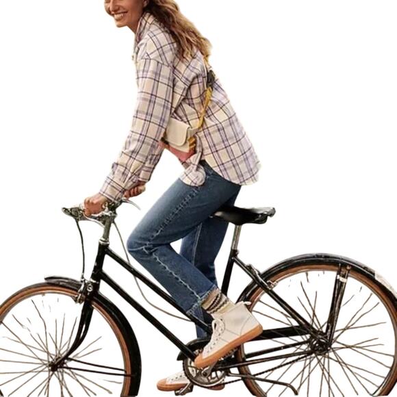 J.Crew Canvas High-Top Sneakers Ivory Gum Sole Red Stitching Sz 6 - Picture 4 of 10